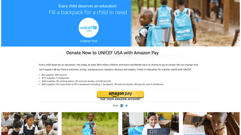 Amazon Unicef Donation Page
